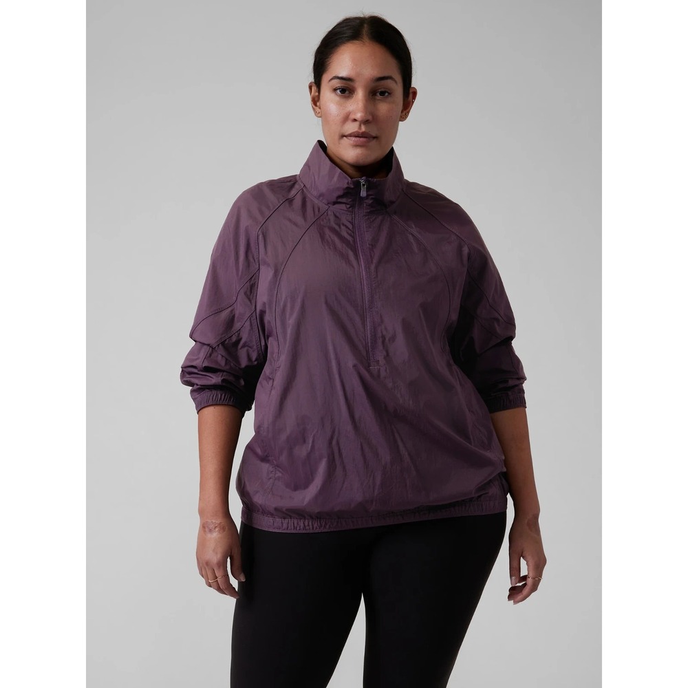 Athleta Grace Top Jacket Womens 2X Deep Crocus Violet Half Zip Pullover Yoga Run
